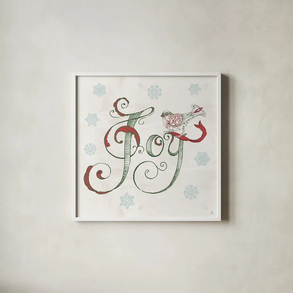 Christmas Season VII by Daphne Brissonnet. Shown in a crisp white glass frame for a clean and minimalist style. Available as an archival giclee rolled canvas, fine art paper, or poster print. SKU 81017a.