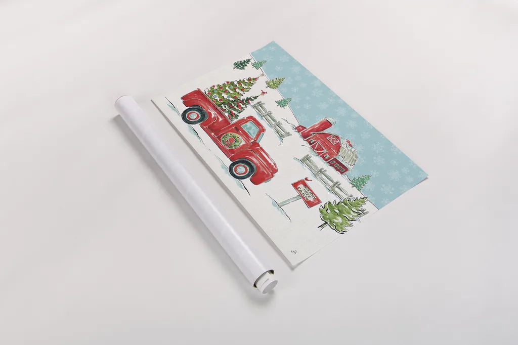 Christmas in the Country I by Daphne Brissonnet. shown as a rolled paper print. Available as archival giclee rolled canvas, fine art paper, or poster print. SKU 35809i.