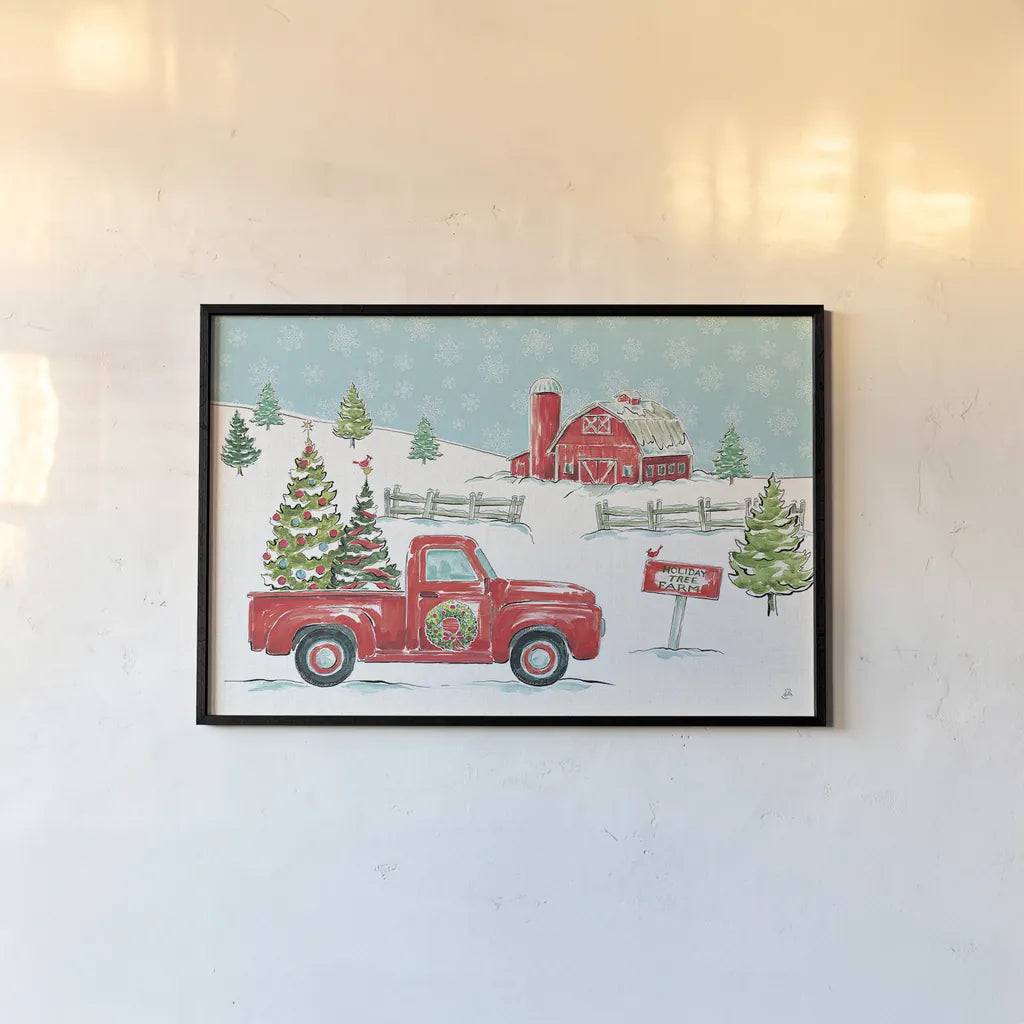 Christmas in the Country I by Daphne Brissonnet. shown as a paper print in a black flame. Available as a archival giclee rolled canvas, fine art paper, or poster print. SKU 35809i.