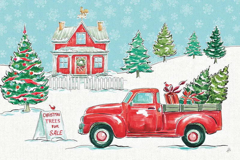 Christmas in the Country II by Daphne Brissonnet. SKU 35810i. Archival Giclee Fine art print for wall decor.