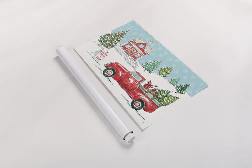 Christmas in the Country II by Daphne Brissonnet. shown as a rolled paper print. Available as archival giclee rolled canvas, fine art paper, or poster print. SKU 35810i.