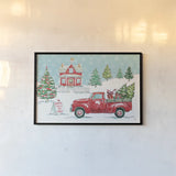 Christmas in the Country II by Daphne Brissonnet. shown as a paper print in a black flame. Available as a archival giclee rolled canvas, fine art paper, or poster print. SKU 35810i.