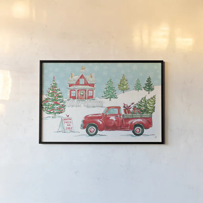 Christmas in the Country II by Daphne Brissonnet. shown as a paper print in a black flame. Available as a archival giclee rolled canvas, fine art paper, or poster print. SKU 35810i.