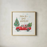 Christmas in the Country IV by Daphne Brissonnet. Shown in a natural wood glass frame for a timeless modern aesthetic. Available as an archival giclee rolled canvas, fine art paper, or poster print. SKU 35812a.