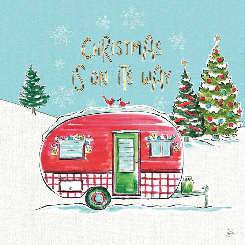 Christmas in the Country V On Its Way by Daphne Brissonnet. SKU 37384a. Archival Giclee Fine art print for wall decor.