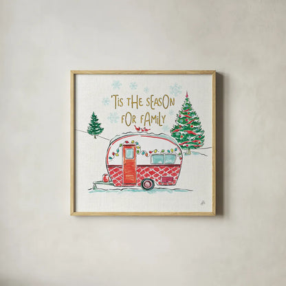 Christmas in the Country VI by Daphne Brissonnet. Shown in a natural wood glass frame for a timeless modern aesthetic. Available as an archival giclee rolled canvas, fine art paper, or poster print. SKU 35814a.