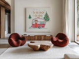 Christmas in the Country VI by Daphne Brissonnet. Shown as extra-large giant wall art in a modern living room. Available as an archival giclee rolled canvas, fine art paper, or poster print. SKU 35814a.