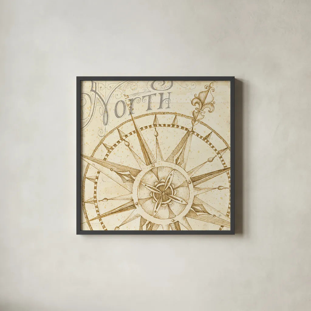 Coast to Coast Sepia I by Daphne Brissonnet. Shown in a sleek black glass frame for a contemporary gallery look. Available as an archival giclee rolled canvas, fine art paper, or poster print. SKU 14057a.