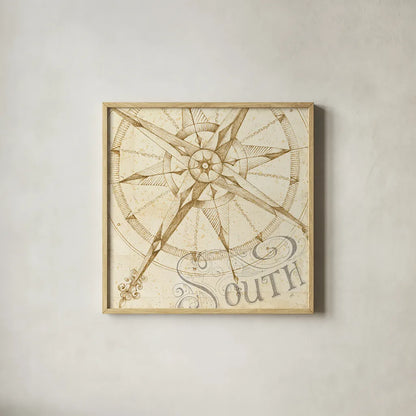 Coast to Coast Sepia II by Daphne Brissonnet. Shown in a natural wood glass frame for a timeless modern aesthetic. Available as an archival giclee rolled canvas, fine art paper, or poster print. SKU 14058a.