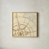 Coast to Coast Sepia III by Daphne Brissonnet. Shown in a natural wood glass frame for a timeless modern aesthetic. Available as an archival giclee rolled canvas, fine art paper, or poster print. SKU 14059a.