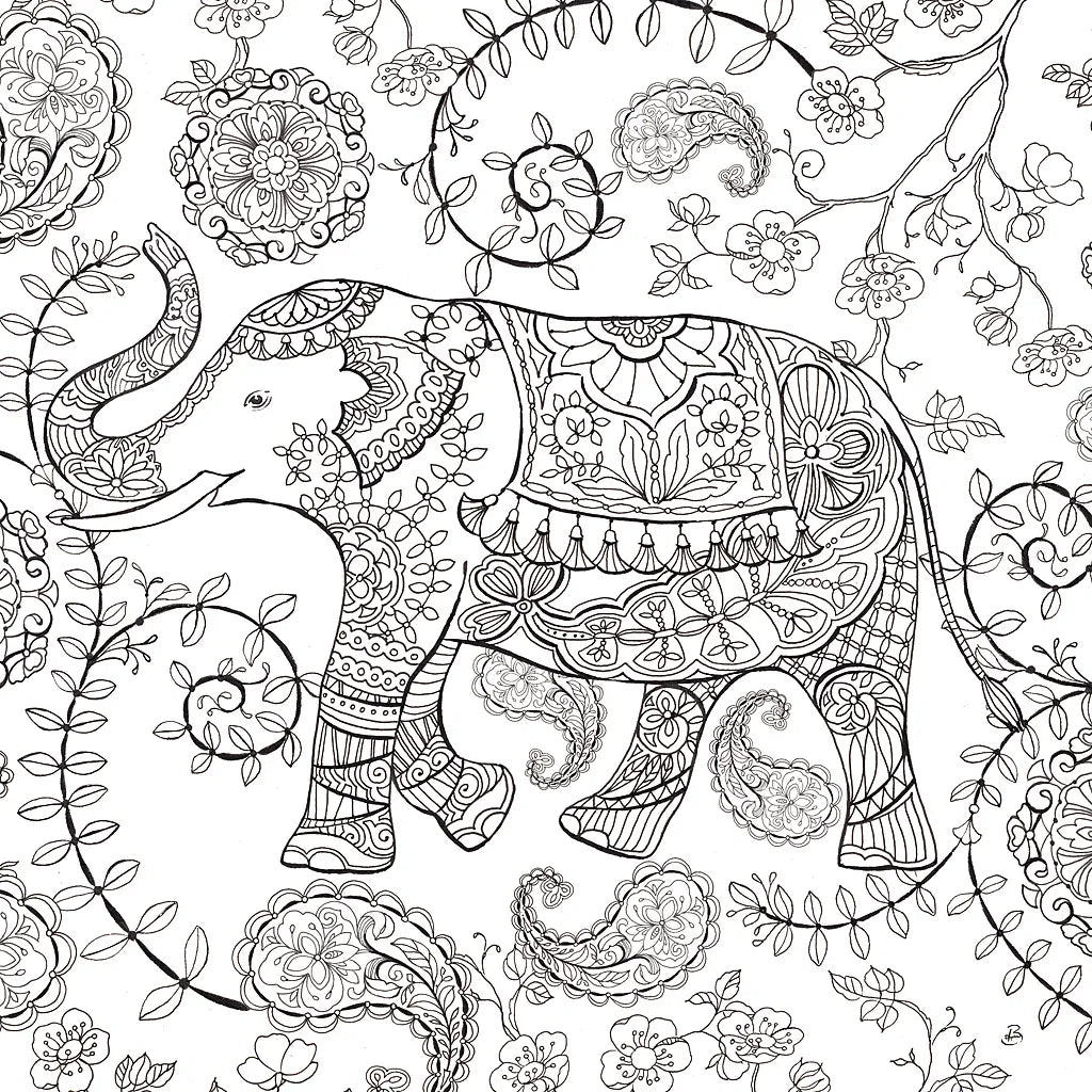 Color My World Elephant II Square by Daphne Brissonnet. SKU 28948a. Archival Giclee Fine art print for wall decor.