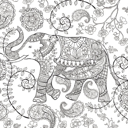 Color My World Elephant II Square by Daphne Brissonnet. SKU 28948a. Archival Giclee Fine art print for wall decor.