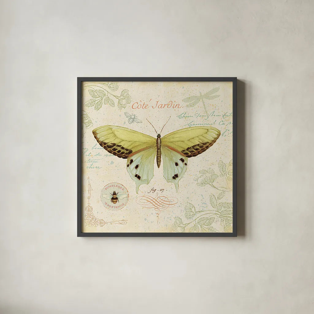 Cote Jardin II by Daphne Brissonnet. Shown in a sleek black glass frame for a contemporary gallery look. Available as an archival giclee rolled canvas, fine art paper, or poster print. SKU 5096a.