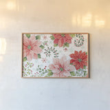 Country Poinsettias I by Daphne Brissonnet. shown as a paper print in a natural frame. Available as a archival giclee rolled canvas, fine art paper, or poster print. SKU 46263i.