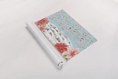 Country Poinsettias IV by Daphne Brissonnet. shown as a rolled paper print. Available as archival giclee rolled canvas, fine art paper, or poster print. SKU 46266i.