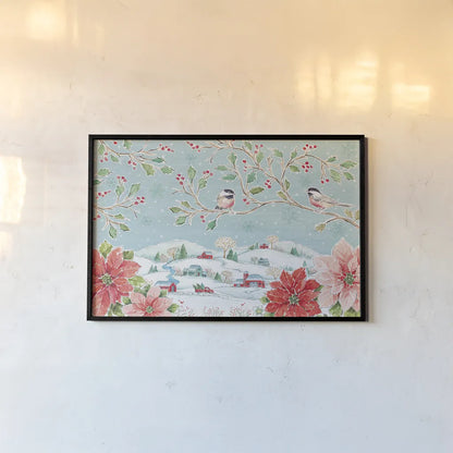 Country Poinsettias IV by Daphne Brissonnet. shown as a paper print in a black flame. Available as a archival giclee rolled canvas, fine art paper, or poster print. SKU 46266i.