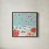 Country Poinsettias VI by Daphne Brissonnet. Shown in a sleek black glass frame for a contemporary gallery look. Available as an archival giclee rolled canvas, fine art paper, or poster print. SKU 46268a.