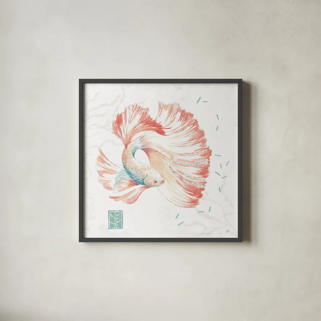 Delicate Sea II by Daphne Brissonnet. Shown in a sleek black glass frame for a contemporary gallery look. Available as an archival giclee rolled canvas, fine art paper, or poster print. SKU 74692a.