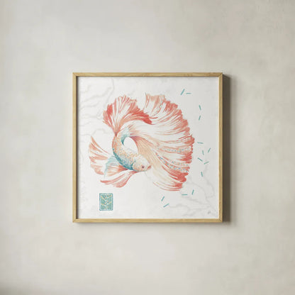 Delicate Sea II by Daphne Brissonnet. Shown in a natural wood glass frame for a timeless modern aesthetic. Available as an archival giclee rolled canvas, fine art paper, or poster print. SKU 74692a.