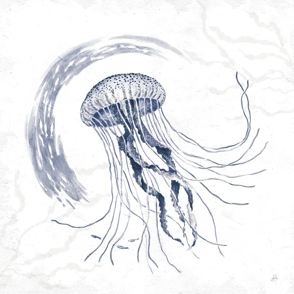 Delicate Sea IV Indigo by Daphne Brissonnet. SKU 79310a. Archival Giclee Fine art print for wall decor.