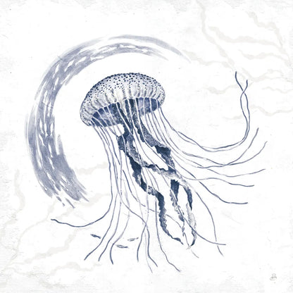 Delicate Sea IV Indigo by Daphne Brissonnet. SKU 79310a. Archival Giclee Fine art print for wall decor.