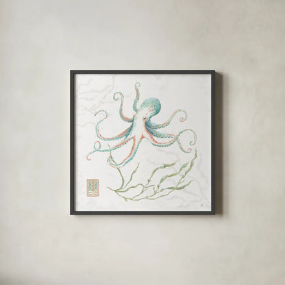 Delicate Sea V by Daphne Brissonnet. Shown in a sleek black glass frame for a contemporary gallery look. Available as an archival giclee rolled canvas, fine art paper, or poster print. SKU 74695a.