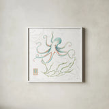 Delicate Sea V by Daphne Brissonnet. Shown in a crisp white glass frame for a clean and minimalist style. Available as an archival giclee rolled canvas, fine art paper, or poster print. SKU 74695a.