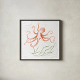 Delicate Sea V Red by Daphne Brissonnet. Shown in a sleek black glass frame for a contemporary gallery look. Available as an archival giclee rolled canvas, fine art paper, or poster print. SKU 79311a.