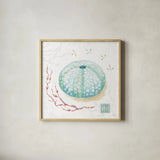 Delicate Sea VII by Daphne Brissonnet. Shown in a natural wood glass frame for a timeless modern aesthetic. Available as an archival giclee rolled canvas, fine art paper, or poster print. SKU 74697a.