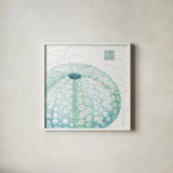 Delicate Sea VIII by Daphne Brissonnet. Shown in a crisp white glass frame for a clean and minimalist style. Available as an archival giclee rolled canvas, fine art paper, or poster print. SKU 74698a.