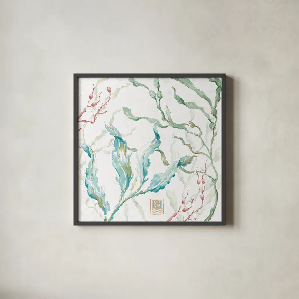 Delicate Sea XI by Daphne Brissonnet. Shown in a sleek black glass frame for a contemporary gallery look. Available as an archival giclee rolled canvas, fine art paper, or poster print. SKU 74701a.