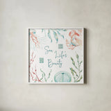Delicate Sea XII by Daphne Brissonnet. Shown in a crisp white glass frame for a clean and minimalist style. Available as an archival giclee rolled canvas, fine art paper, or poster print. SKU 74702a.
