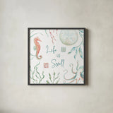 Delicate Sea XIII by Daphne Brissonnet. Shown in a sleek black glass frame for a contemporary gallery look. Available as an archival giclee rolled canvas, fine art paper, or poster print. SKU 74703a.
