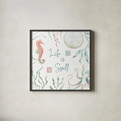 Delicate Sea XIII by Daphne Brissonnet. Shown in a sleek black glass frame for a contemporary gallery look. Available as an archival giclee rolled canvas, fine art paper, or poster print. SKU 74703a.