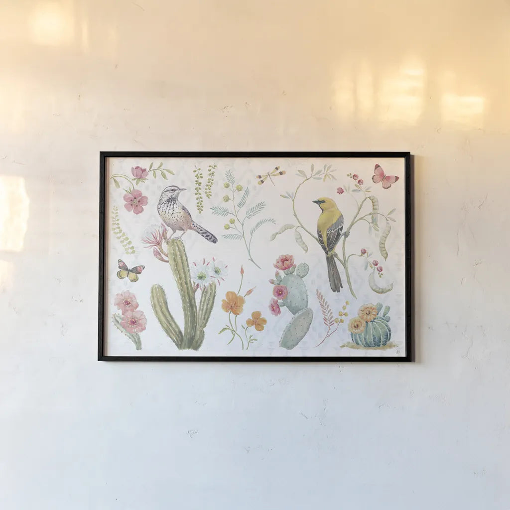 Desert Beauties I by Daphne Brissonnet. shown as a paper print in a black flame. Available as a archival giclee rolled canvas, fine art paper, or poster print. SKU 65725i.