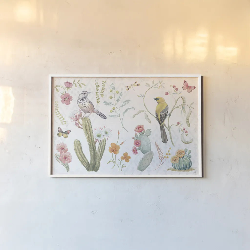 Desert Beauties I by Daphne Brissonnet. shown as a paper print in a white frame. Available as a archival giclee rolled canvas, fine art paper, or poster print. SKU 65725i.
