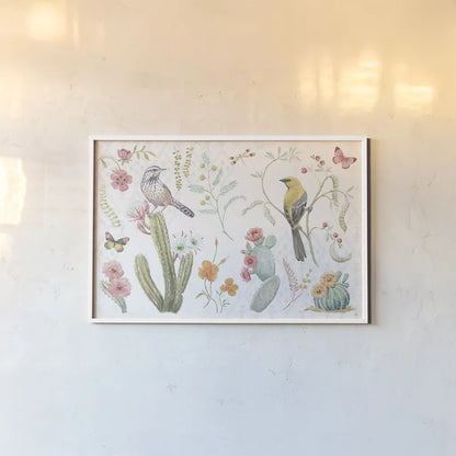 Desert Beauties I by Daphne Brissonnet. shown as a paper print in a white frame. Available as a archival giclee rolled canvas, fine art paper, or poster print. SKU 65725i.