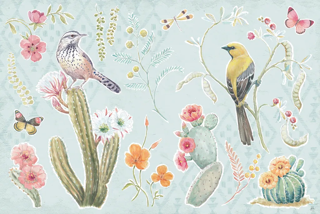 Desert Beauties I Aqua by Daphne Brissonnet. SKU 65782i. Archival Giclee Fine art print for wall decor.