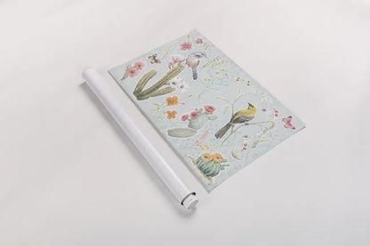 Desert Beauties I Aqua by Daphne Brissonnet. shown as a rolled paper print. Available as archival giclee rolled canvas, fine art paper, or poster print. SKU 65782i.