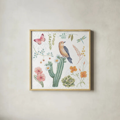 Desert Beauties II by Daphne Brissonnet. Shown in a natural wood glass frame for a timeless modern aesthetic. Available as an archival giclee rolled canvas, fine art paper, or poster print. SKU 65726a.