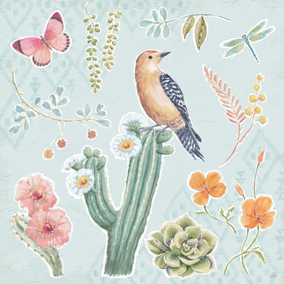 Desert Beauties II Aqua by Daphne Brissonnet. SKU 65783a. Archival Giclee Fine art print for wall decor.