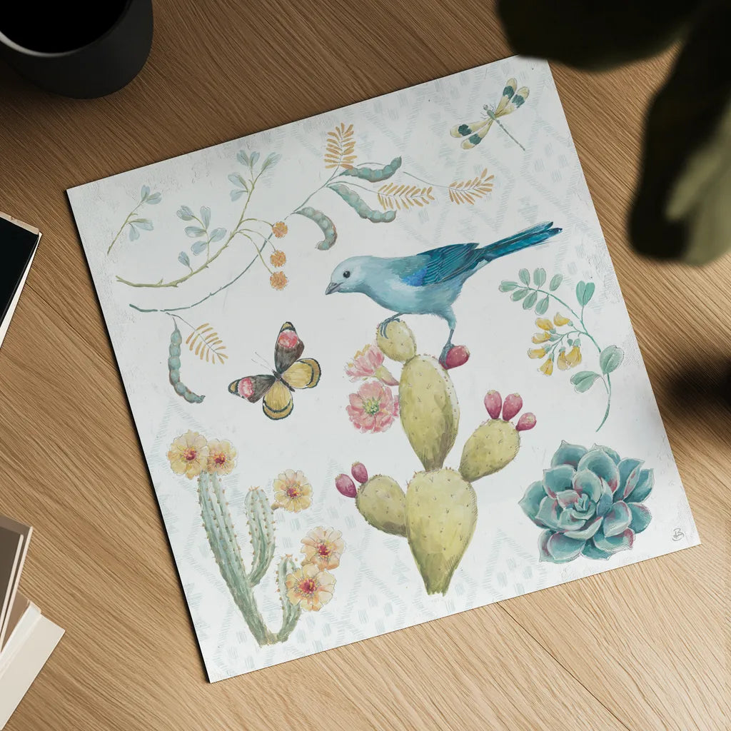 Desert Beauties III by Daphne Brissonnet. Shown as a detailed flat fine art print, highlighting archival giclee quality. Available as an archival giclee rolled canvas, fine art paper, or poster print. SKU 65727a.