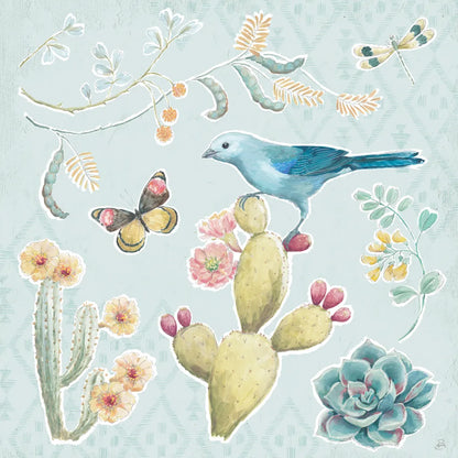 Desert Beauties III Aqua by Daphne Brissonnet. SKU 65784a. Archival Giclee Fine art print for wall decor.