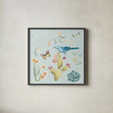Desert Beauties III Aqua by Daphne Brissonnet. Shown in a sleek black glass frame for a contemporary gallery look. Available as an archival giclee rolled canvas, fine art paper, or poster print. SKU 65784a.