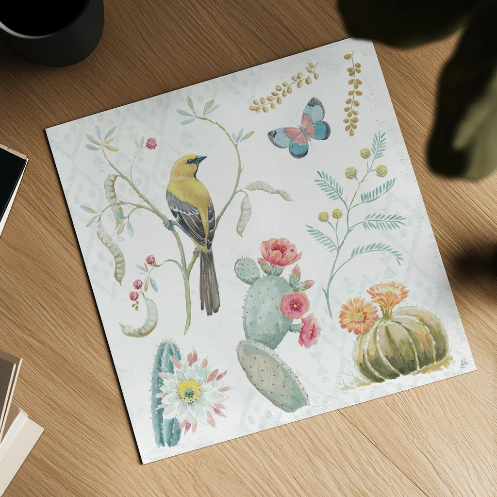 Desert Beauties IV by Daphne Brissonnet. Shown as a detailed flat fine art print, highlighting archival giclee quality. Available as an archival giclee rolled canvas, fine art paper, or poster print. SKU 65728a.