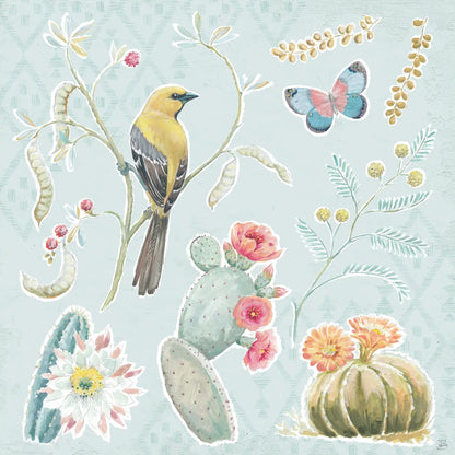 Desert Beauties IV Aqua by Daphne Brissonnet. SKU 65785a. Archival Giclee Fine art print for wall decor.