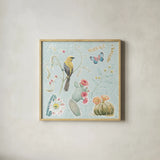Desert Beauties IV Aqua by Daphne Brissonnet. Shown in a natural wood glass frame for a timeless modern aesthetic. Available as an archival giclee rolled canvas, fine art paper, or poster print. SKU 65785a.