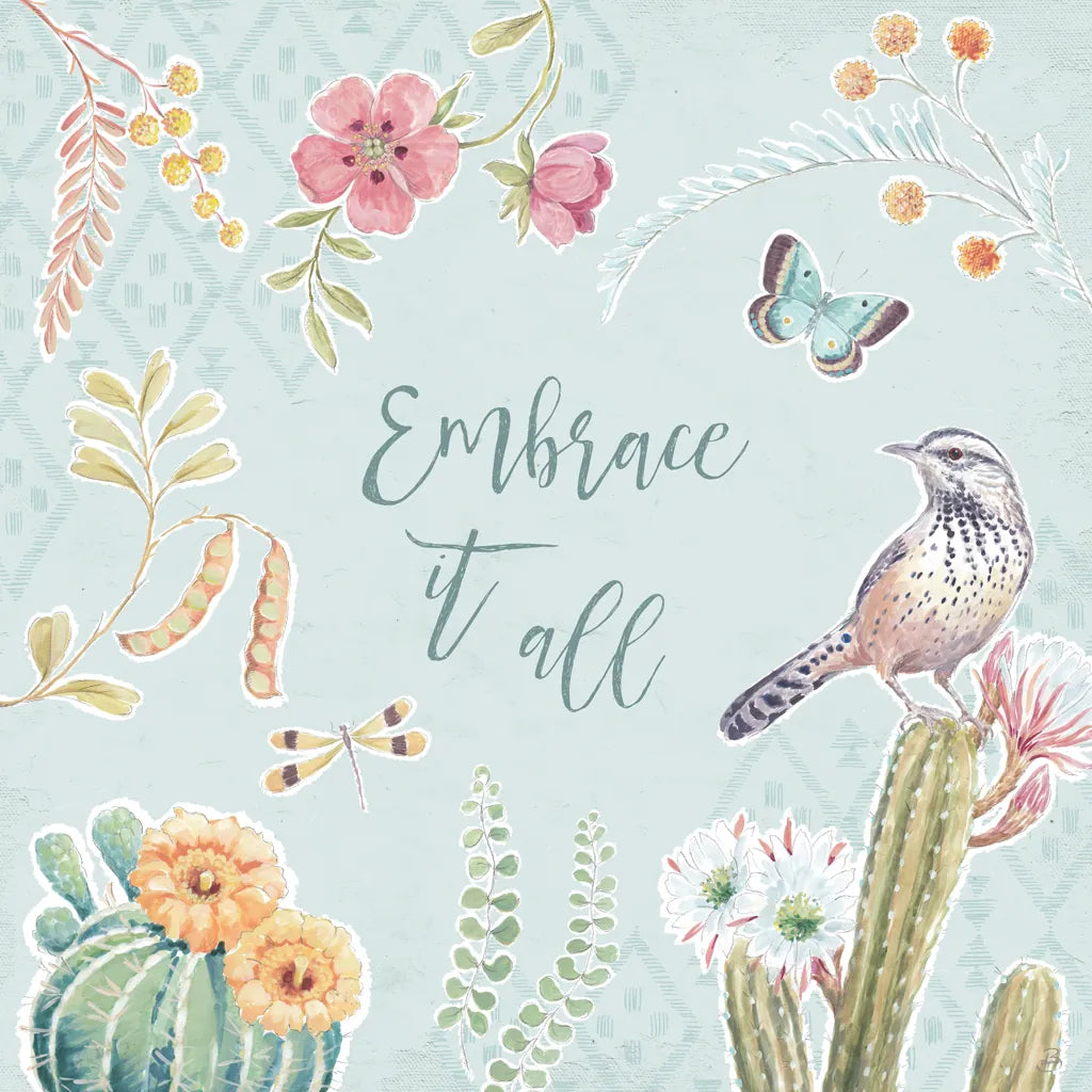 Desert Beauties IX Aqua by Daphne Brissonnet. SKU 65790a. Archival Giclee Fine art print for wall decor.