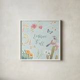 Desert Beauties IX Aqua by Daphne Brissonnet. Shown in a crisp white glass frame for a clean and minimalist style. Available as an archival giclee rolled canvas, fine art paper, or poster print. SKU 65790a.