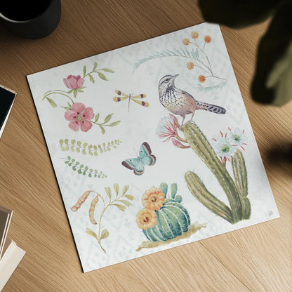 Desert Beauties V by Daphne Brissonnet. Shown as a detailed flat fine art print, highlighting archival giclee quality. Available as an archival giclee rolled canvas, fine art paper, or poster print. SKU 65729a.